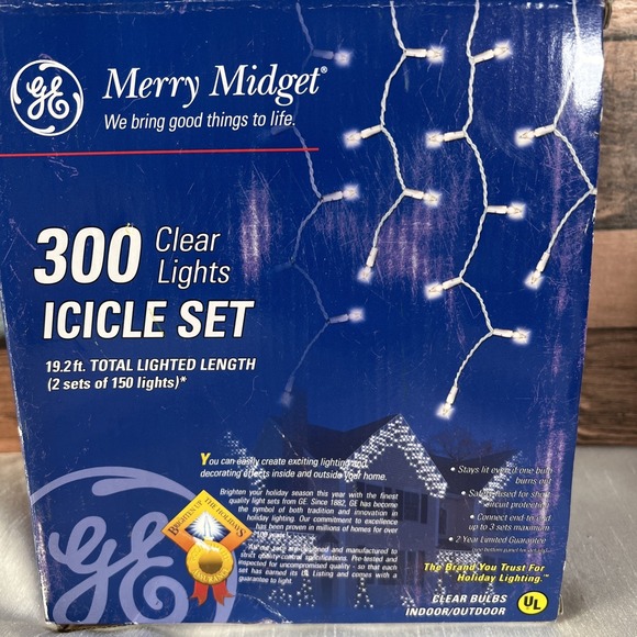 GE Merry Midget Other - New Vintage 2002 MERRY MIDGET 300‎ Icicle Style Christmas Lights 19.2ft